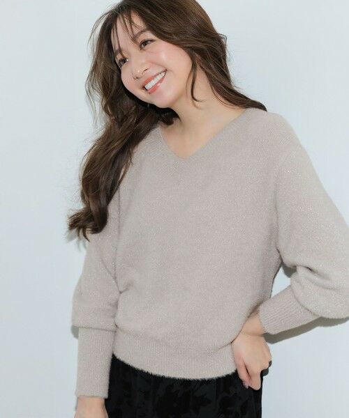 L size ONWARD(大きいサイズ) / エルサイズオンワード セットアップ | 【2SET】フェザー ニット × フロッキー スカート | 詳細13