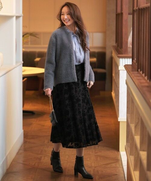 L size ONWARD(大きいサイズ) / エルサイズオンワード セットアップ | 【2SET】フェザー ニット × フロッキー スカート | 詳細15