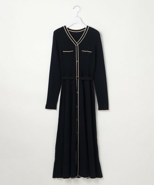 L size ONWARD(大きいサイズ) / エルサイズオンワード ミニ丈・ひざ丈ワンピース | バイカラーデザインニット ワンピース | 詳細6