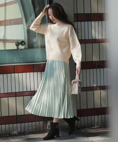 L size ONWARD(大きいサイズ) / エルサイズオンワード セットアップ | 【2SET】ボリューム ニット×プリーツ スカート セット