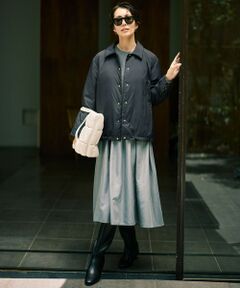 L size ONWARD(大きいサイズ) / エルサイズオンワード ロング・マキシ丈ワンピース | 【カタログ掲載】ウールミラノ異素材 ワンピース