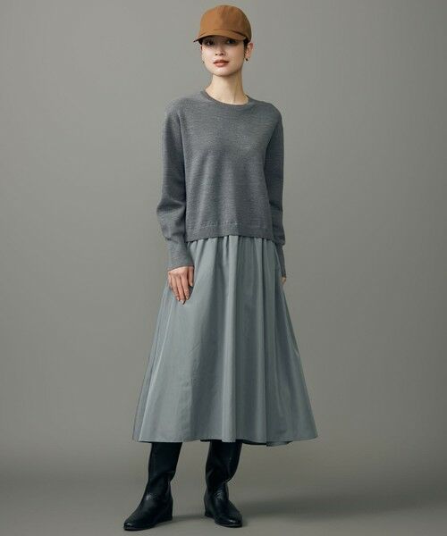 L size ONWARD(大きいサイズ) / エルサイズオンワード ロング・マキシ丈ワンピース | 【カタログ掲載】ウールミラノ異素材 ワンピース | 詳細2