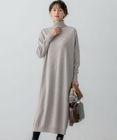 L size ONWARD(大きいサイズ) / エルサイズオンワード ミニ丈・ひざ丈ワンピース | 【洗える】カシミヤブレンド タートルネック ニットワンピース