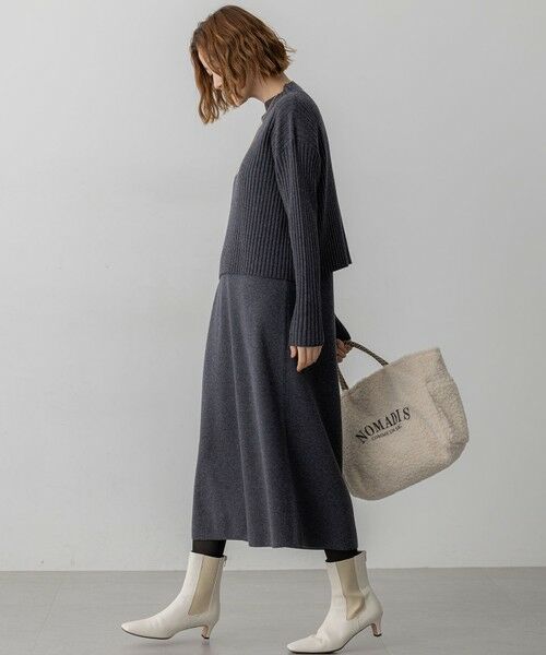 L size ONWARD(大きいサイズ) / エルサイズオンワード ミニ丈・ひざ丈ワンピース | 【洗える】レイヤードニットツイン ワンピース | 詳細2