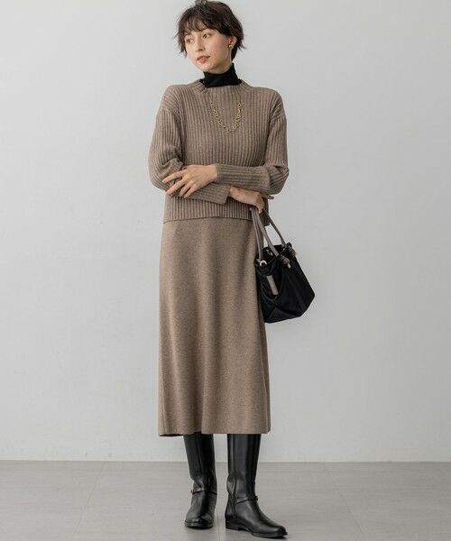 L size ONWARD(大きいサイズ) / エルサイズオンワード ミニ丈・ひざ丈ワンピース | 【洗える】レイヤードニットツイン ワンピース | 詳細11