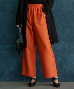 L size ONWARD(大きいサイズ) / エルサイズオンワード その他パンツ | 【洗える】ウールワッシャーツイル ワイドストレートパンツ