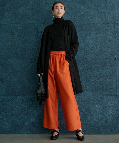 L size ONWARD(大きいサイズ) / エルサイズオンワード その他パンツ | 【洗える】ウールワッシャーツイル ワイドストレートパンツ | 詳細1