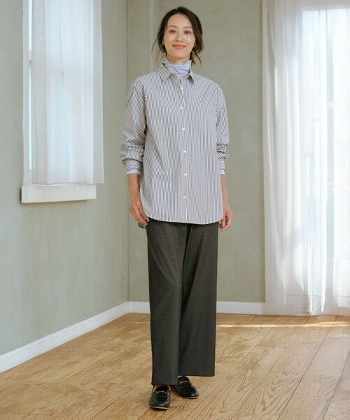 L size ONWARD(大きいサイズ) / エルサイズオンワード その他パンツ | シャンブレー2wayストレッチ ワイド ストレート パンツ | 詳細2