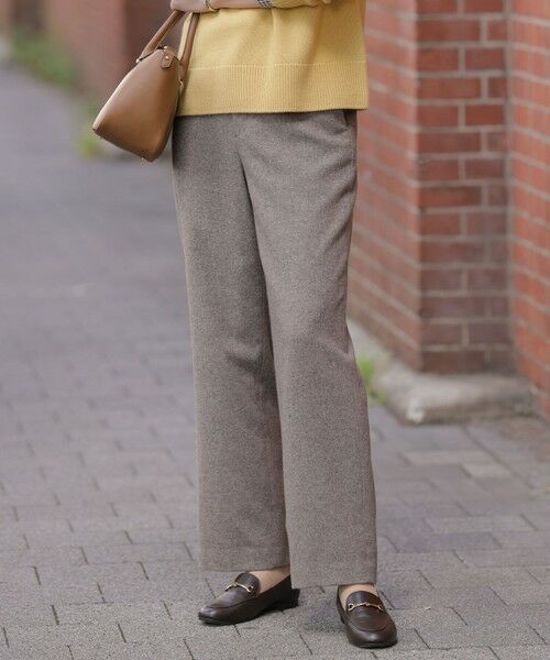 L size ONWARD(大きいサイズ) / エルサイズオンワード その他パンツ | シルクネップツイード スレート パンツ(モカ系)