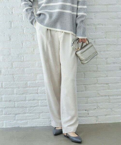 L size ONWARD(大きいサイズ)/エルサイズオンワード 【17号サイズまで展開・カタログ掲載】ソフトコーデュロイワイド パンツ オフ 44