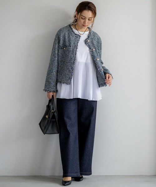 L size ONWARD(大きいサイズ) / エルサイズオンワード デニムパンツ | 【Lサイズ限定】23区DENIM ストレッチ ワイド パンツ | 詳細13