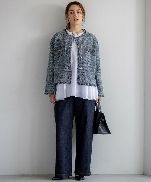 L size ONWARD(大きいサイズ) / エルサイズオンワード デニムパンツ | 【Lサイズ限定】23区DENIM ストレッチ ワイド パンツ | 詳細14