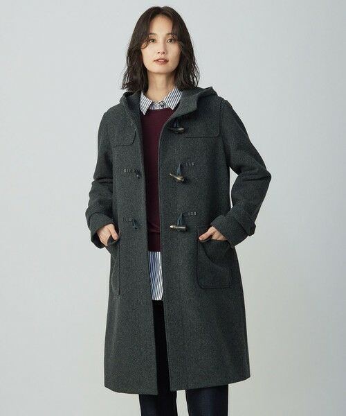 L size ONWARD(大きいサイズ)/エルサイズオンワード Jackal ソフトメルトン ダッフル コート チャコール系 T13