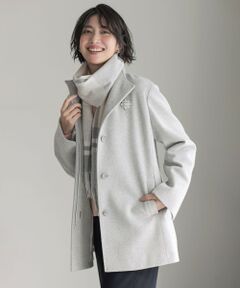 L size ONWARD(大きいサイズ) / エルサイズオンワード その他アウター | ショートビーバー ミディ丈 スタンドカラー コート