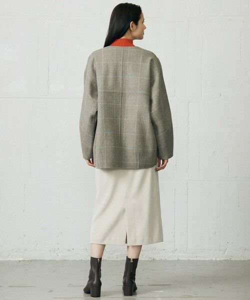 L size ONWARD(大きいサイズ) / エルサイズオンワード その他アウター | 【17号サイズまで展開・カタログ掲載】ウールリバーチェック柄ノーカラー コート | 詳細5