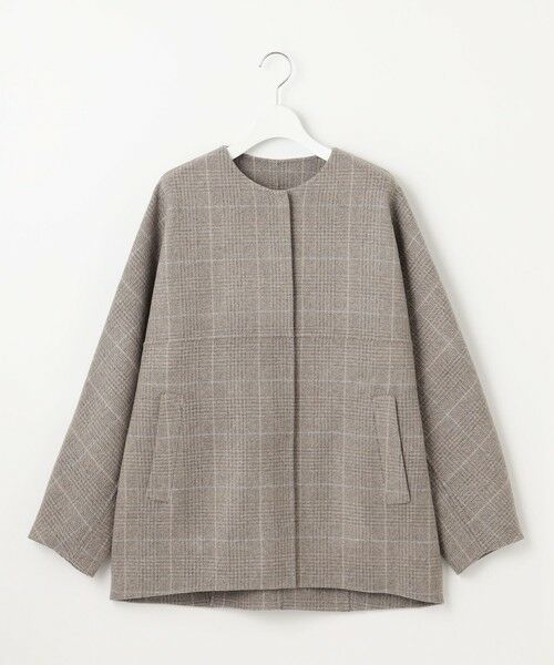 L size ONWARD(大きいサイズ) / エルサイズオンワード その他アウター | 【17号サイズまで展開・カタログ掲載】ウールリバーチェック柄ノーカラー コート | 詳細8