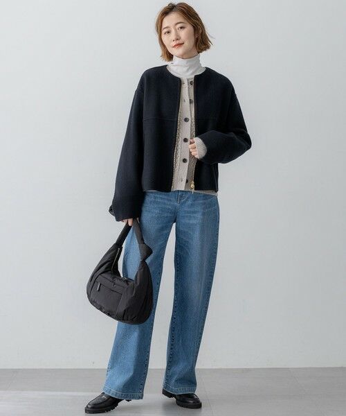 L size ONWARD(大きいサイズ) / エルサイズオンワード その他アウター | ウールライトリバー ノーカラー ショートコート | 詳細1