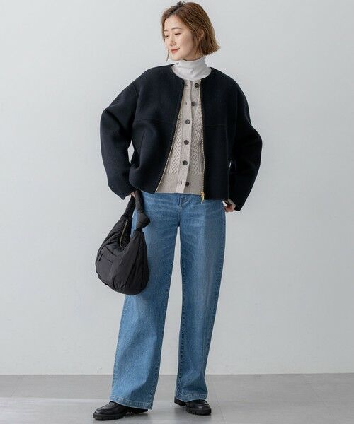 L size ONWARD(大きいサイズ) / エルサイズオンワード その他アウター | ウールライトリバー ノーカラー ショートコート | 詳細2