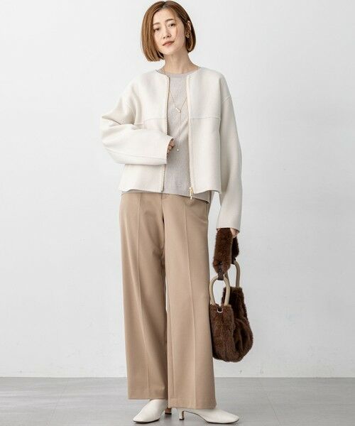 L size ONWARD(大きいサイズ) / エルサイズオンワード その他アウター | ウールライトリバー ノーカラー ショートコート | 詳細9