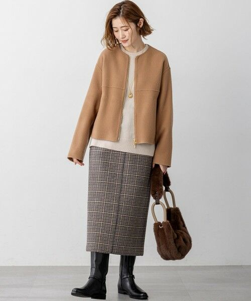 L size ONWARD(大きいサイズ) / エルサイズオンワード その他アウター | ウールライトリバー ノーカラー ショートコート | 詳細20