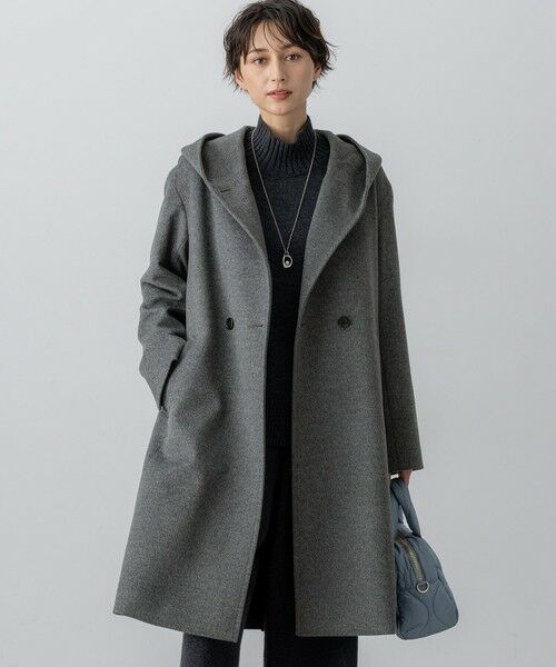 L size ONWARD(大きいサイズ) / エルサイズオンワード その他アウター | ウールカシミヤビーバー フーデット コート(グレー系)