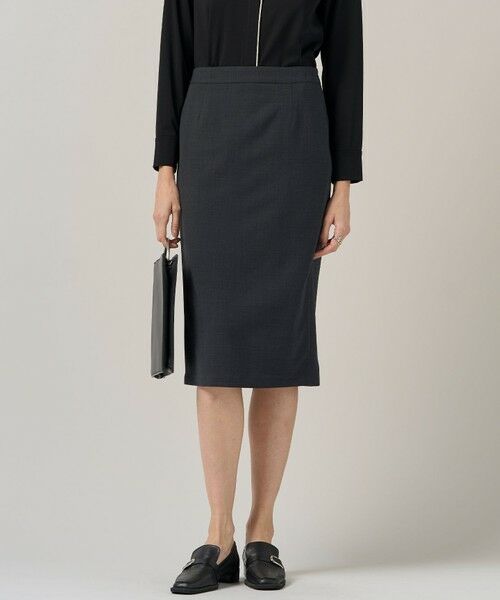 L size ONWARD(大きいサイズ)/エルサイズオンワード 【UVカット・洗える】ウール2WAYストレッチ タイトスカート チャコール 44 L size ONWARD(大きいサイズ)/エルサイズオンワード 【UVカット・洗える】ウール2WAYストレッチ タイトスカート チャコール 44