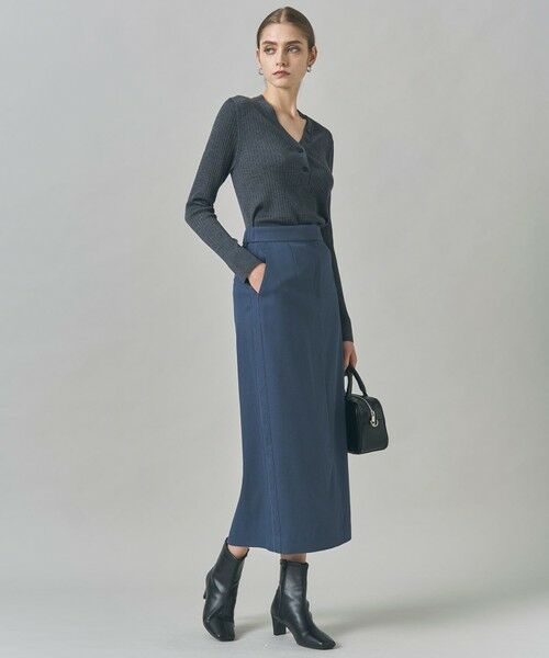 L size ONWARD(大きいサイズ) / エルサイズオンワード ミニ・ひざ丈スカート | 【裏起毛】 ウォームサテン Iラインスカート | 詳細6