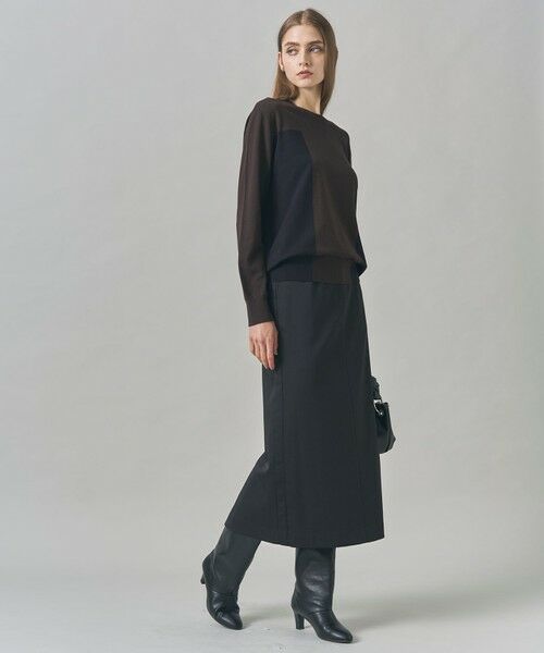 L size ONWARD(大きいサイズ) / エルサイズオンワード ミニ・ひざ丈スカート | 【裏起毛】 ウォームサテン Iラインスカート | 詳細22