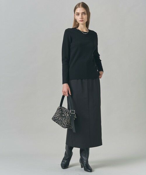 L size ONWARD(大きいサイズ) / エルサイズオンワード ミニ・ひざ丈スカート | 【裏起毛】 ウォームサテン Iラインスカート | 詳細23