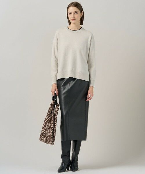 L size ONWARD(大きいサイズ) / エルサイズオンワード ミニ・ひざ丈スカート | 【洗える】フェイクレザー ナロースカート | 詳細10
