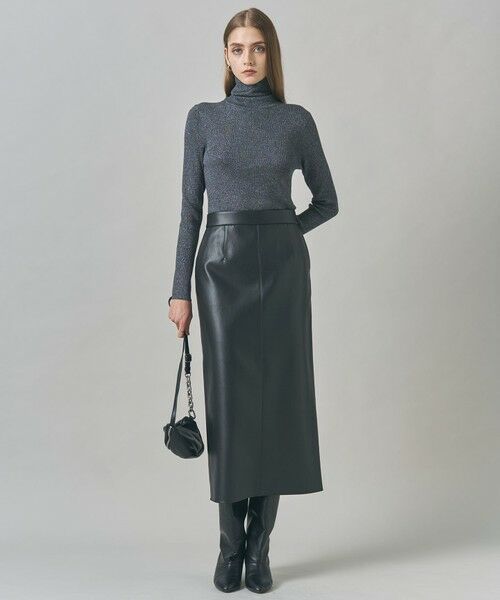 L size ONWARD(大きいサイズ) / エルサイズオンワード ミニ・ひざ丈スカート | 【洗える】フェイクレザー ナロースカート | 詳細6