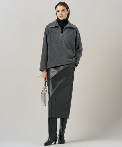 L size ONWARD(大きいサイズ) / エルサイズオンワード ミニ・ひざ丈スカート | 【洗える】フェイクレザー ナロースカート | 詳細9