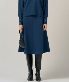 L size ONWARD(大きいサイズ) / エルサイズオンワード ミニ・ひざ丈スカート | 【洗える】 シルキーウールダブルフェイス ニットフレアスカート