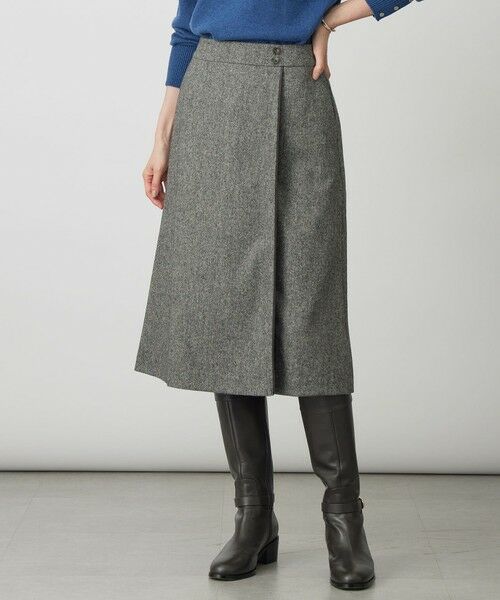 L size ONWARD(大きいサイズ)/エルサイズオンワード ラメツイード スカート グレー系 T15