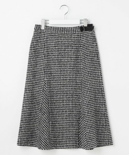 L size ONWARD(大きいサイズ) / エルサイズオンワード ミニ・ひざ丈スカート | ウールシルク ハウンドトゥース フレア スカート | 詳細6
