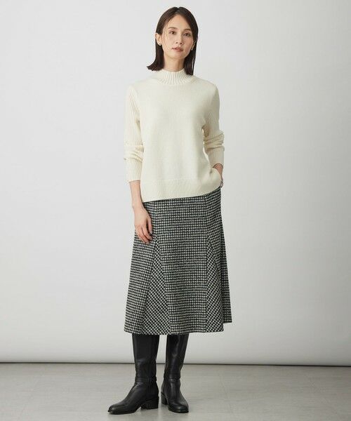 L size ONWARD(大きいサイズ) / エルサイズオンワード ミニ・ひざ丈スカート | ウールシルク ハウンドトゥース フレア スカート | 詳細4