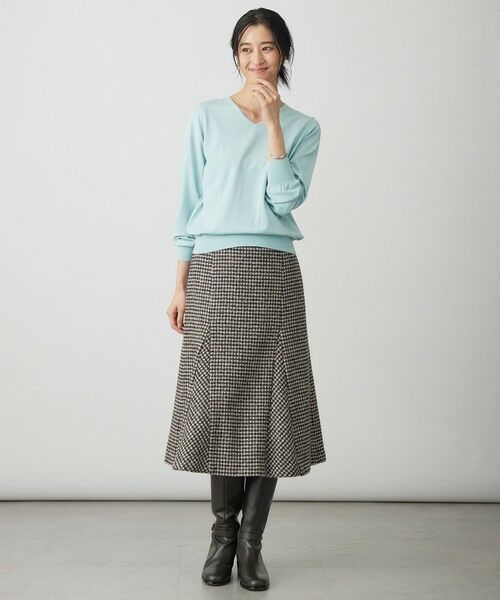 L size ONWARD(大きいサイズ) / エルサイズオンワード ミニ・ひざ丈スカート | ウールシルク ハウンドトゥース フレア スカート | 詳細16