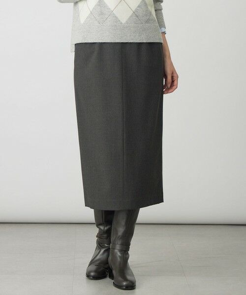 L size ONWARD(大きいサイズ)/エルサイズオンワード SOFTサーモ2way ナロースカート チャコール系 T17