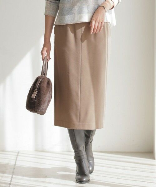 L size ONWARD(大きいサイズ)/エルサイズオンワード SOFTサーモ2way ナロースカート ベージュ系 T17