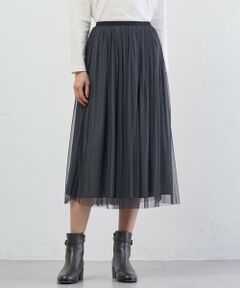 L size ONWARD(大きいサイズ) / エルサイズオンワード ミニ・ひざ丈スカート | 【2way】リバーシブル チュール スカート