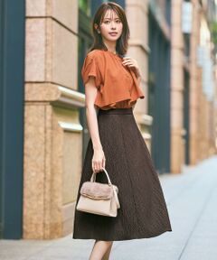 L size ONWARD(大きいサイズ) / エルサイズオンワード ミニ・ひざ丈スカート | ジャカードフレア スカート