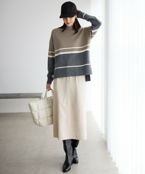 L size ONWARD(大きいサイズ) / エルサイズオンワード ミニ・ひざ丈スカート | 【17号サイズまで展開・SHIHOさん着用】ソフトコーデュロイ スカート | 詳細3