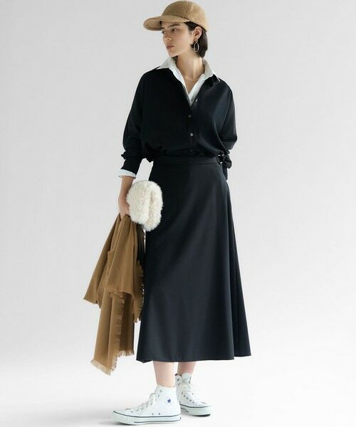 L size ONWARD(大きいサイズ) / エルサイズオンワード ミニ・ひざ丈スカート | 【VERY10月号掲載】メリノウールサテン スカート | 詳細3