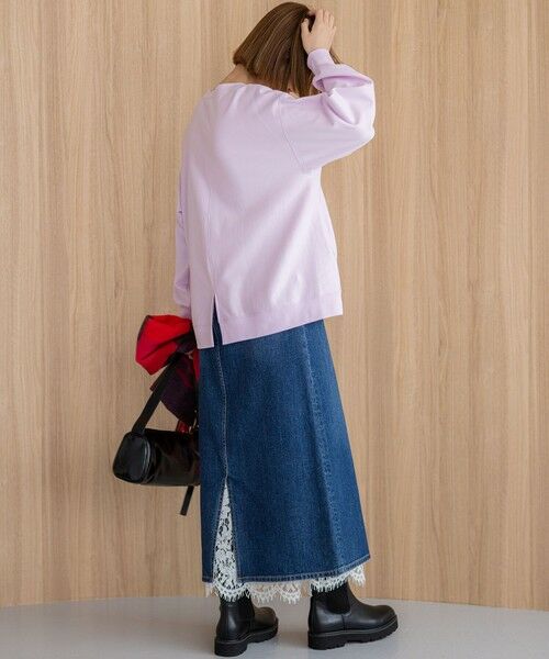 L size ONWARD(大きいサイズ) / エルサイズオンワード ミニ・ひざ丈スカート | 【LEE10月号掲載/洗える】レースコンビ ペチコート スカート | 詳細8