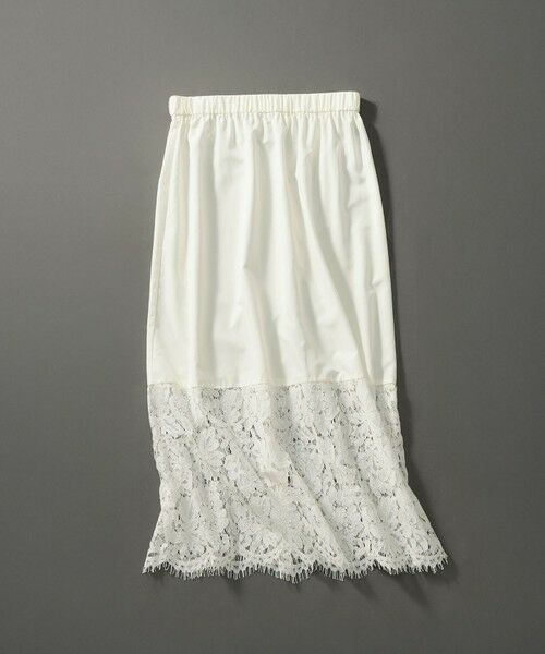 L size ONWARD(大きいサイズ) / エルサイズオンワード ミニ・ひざ丈スカート | 【LEE10月号掲載/洗える】レースコンビ ペチコート スカート(ホワイト系)