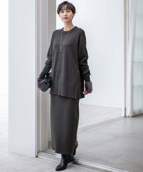 L size ONWARD(大きいサイズ) / エルサイズオンワード ミニ・ひざ丈スカート | 【VERY掲載/洗える】カシミヤブレンド Iライン ニットスカート | 詳細20