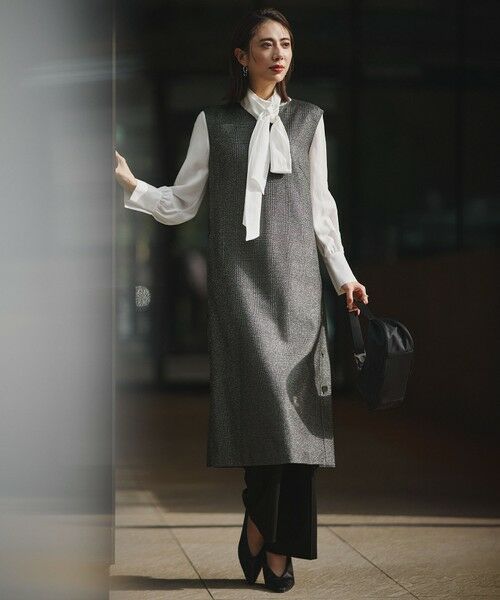 L size ONWARD(大きいサイズ) / エルサイズオンワード シャツ・ブラウス | セルロースシルクビエラ ボウタイ付きブラウス | 詳細1