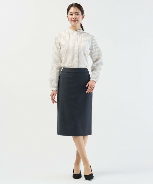 L size ONWARD(大きいサイズ) / エルサイズオンワード シャツ・ブラウス | BEZコットンナイロン ストライプ フリル襟 ブラウス | 詳細17