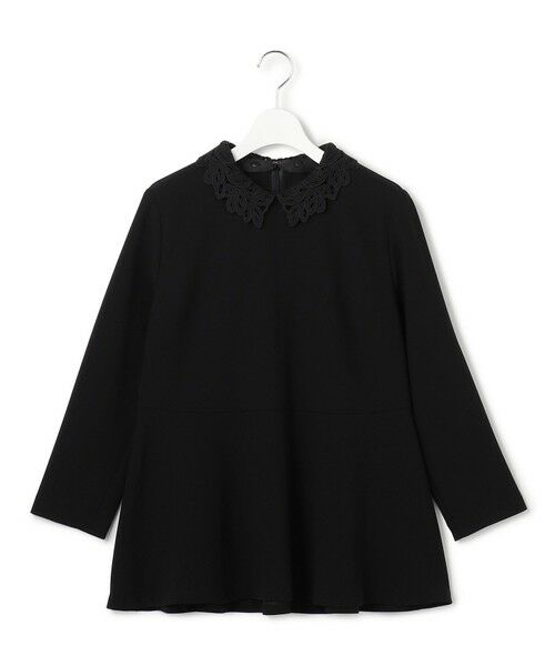 L size ONWARD(大きいサイズ) / エルサイズオンワード シャツ・ブラウス | 【セットアップ対応/洗える】トリアセダブルジョーゼット 2WAYレース襟 ペプラムブラウス | 詳細3