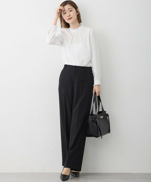 L size ONWARD(大きいサイズ) / エルサイズオンワード シャツ・ブラウス | 【洗える】バックサテンアムンゼン フリルデザインシャツ | 詳細4